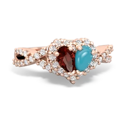 Garnet Diamond Twist 'One Heart' 14K Rose Gold ring R2640HRT