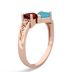 Garnet Snuggling Hearts 14K Rose Gold ring R2178