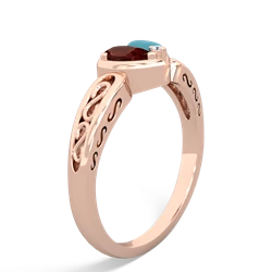 Garnet Filligree 'One Heart' 14K Rose Gold ring R5070