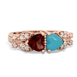 Garnet Diamond Butterflies 14K Rose Gold ring R5601