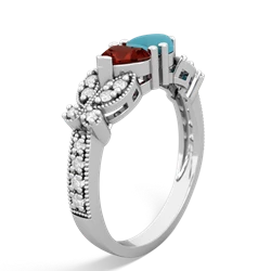 Garnet Diamond Butterflies 14K White Gold ring R5601