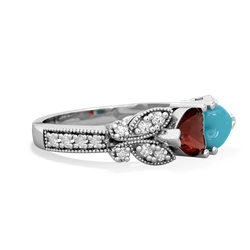 Garnet Diamond Butterflies 14K White Gold ring R5601