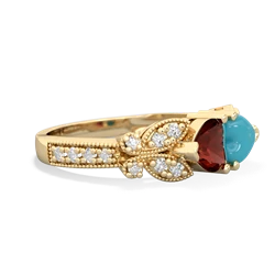 Garnet Diamond Butterflies 14K Yellow Gold ring R5601