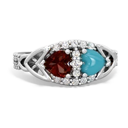 Garnet Sparkling Celtic Knot 14K White Gold ring R2645