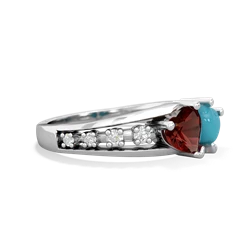 Garnet Heart To Heart 14K White Gold ring R3342