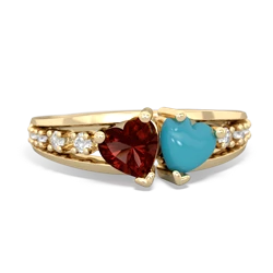 Garnet Heart To Heart 14K Yellow Gold ring R3342