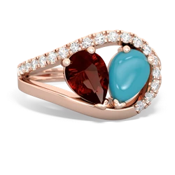 Garnet Nestled Heart Keepsake 14K Rose Gold ring R5650