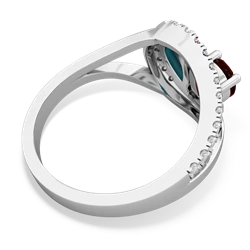 Garnet Nestled Heart Keepsake 14K White Gold ring R5650