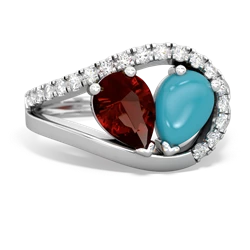 Garnet Nestled Heart Keepsake 14K White Gold ring R5650