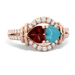 Garnet Art-Deco Keepsake 14K Rose Gold ring R5630