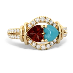 Garnet Art-Deco Keepsake 14K Yellow Gold ring R5630