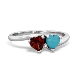 Garnet Sweethearts 14K White Gold ring R5260