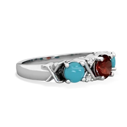 Garnet Hugs And Kisses 14K White Gold ring R5016