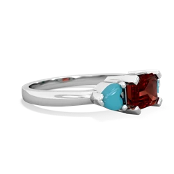 Garnet Three Stone 14K White Gold ring R5235