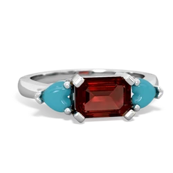 Garnet Three Stone 14K White Gold ring R5235