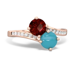 Garnet Channel Set Two Stone 14K Rose Gold ring R5303