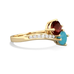 Garnet Channel Set Two Stone 14K Yellow Gold ring R5303