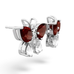 Garnet Butterfly 14K White Gold earrings E2215