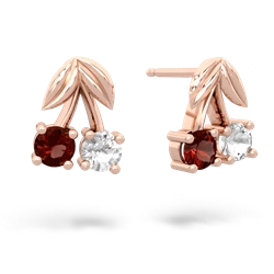 Garnet Sweet Cherries 14K Rose Gold earrings E7001