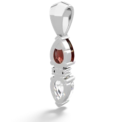 Garnet Bowtie Drop 14K White Gold pendant P0865