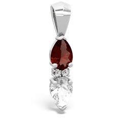 Garnet Bowtie Drop 14K White Gold pendant P0865