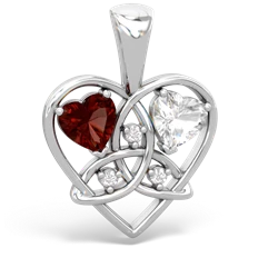 Garnet Celtic Trinity Heart 14K White Gold pendant P5331