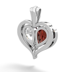 Garnet Two Become One 14K White Gold pendant P5330