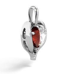 Garnet Two Become One 14K White Gold pendant P5330