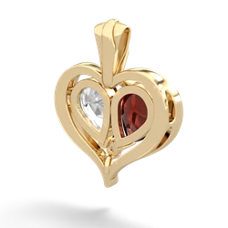 Garnet Two Become One 14K Yellow Gold pendant P5330