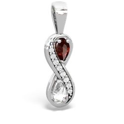 Garnet Diamond Infinity 14K White Gold pendant P5390