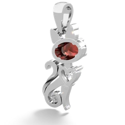 Garnet Kitten 14K White Gold pendant P5780