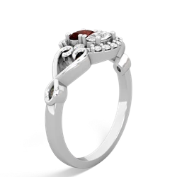 Garnet Love Nest 14K White Gold ring R5860