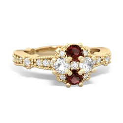 Garnet Sparkling Tiara Cluster 14K Yellow Gold ring R26293RD