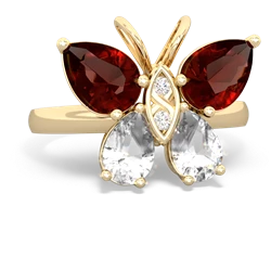 Garnet Butterfly 14K Yellow Gold ring R2215