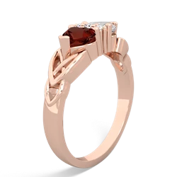 Garnet Celtic Knot Double Heart 14K Rose Gold ring R5040