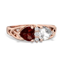 Garnet Celtic Knot Double Heart 14K Rose Gold ring R5040