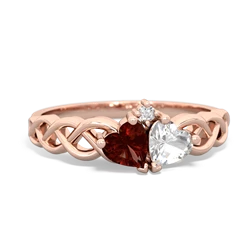 Garnet Heart To Heart Braid 14K Rose Gold ring R5870