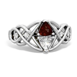 Garnet Keepsake Celtic Knot 14K White Gold ring R5300