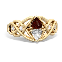 Garnet Keepsake Celtic Knot 14K Yellow Gold ring R5300