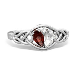 Garnet Celtic Love Knot 14K White Gold ring R5420