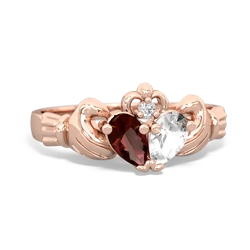 Garnet 'Our Heart' Claddagh 14K Rose Gold ring R2388