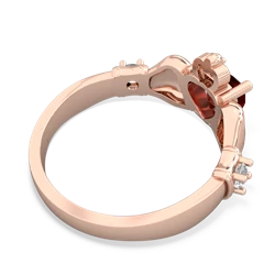 Garnet Claddagh Keepsake 14K Rose Gold ring R5245