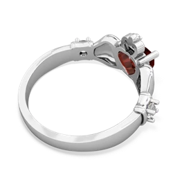 Garnet Claddagh Keepsake 14K White Gold ring R5245