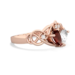 Garnet 'One Heart' Celtic Knot Claddagh 14K Rose Gold ring R5322