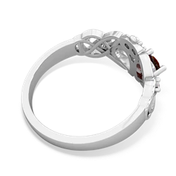 Garnet 'One Heart' Celtic Knot Claddagh 14K White Gold ring R5322