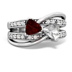 Garnet Bowtie 14K White Gold ring R2360