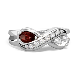 Garnet Diamond Infinity 14K White Gold ring R5390