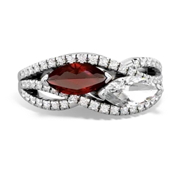 Garnet Diamond Rivers 14K White Gold ring R3070