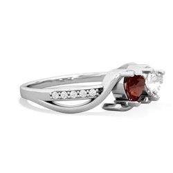 Garnet Side By Side 14K White Gold ring R3090