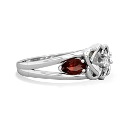 Garnet Hearts Intertwined 14K White Gold ring R5880